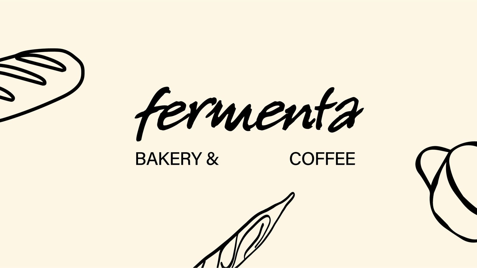 Logotipo de Fermenta, Bakery & Coffee, con ilustraciones de panes