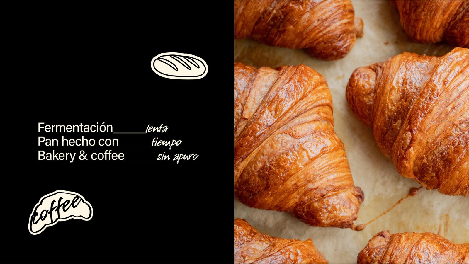Frases de marca de Fermenta junto a croissants recién horneados