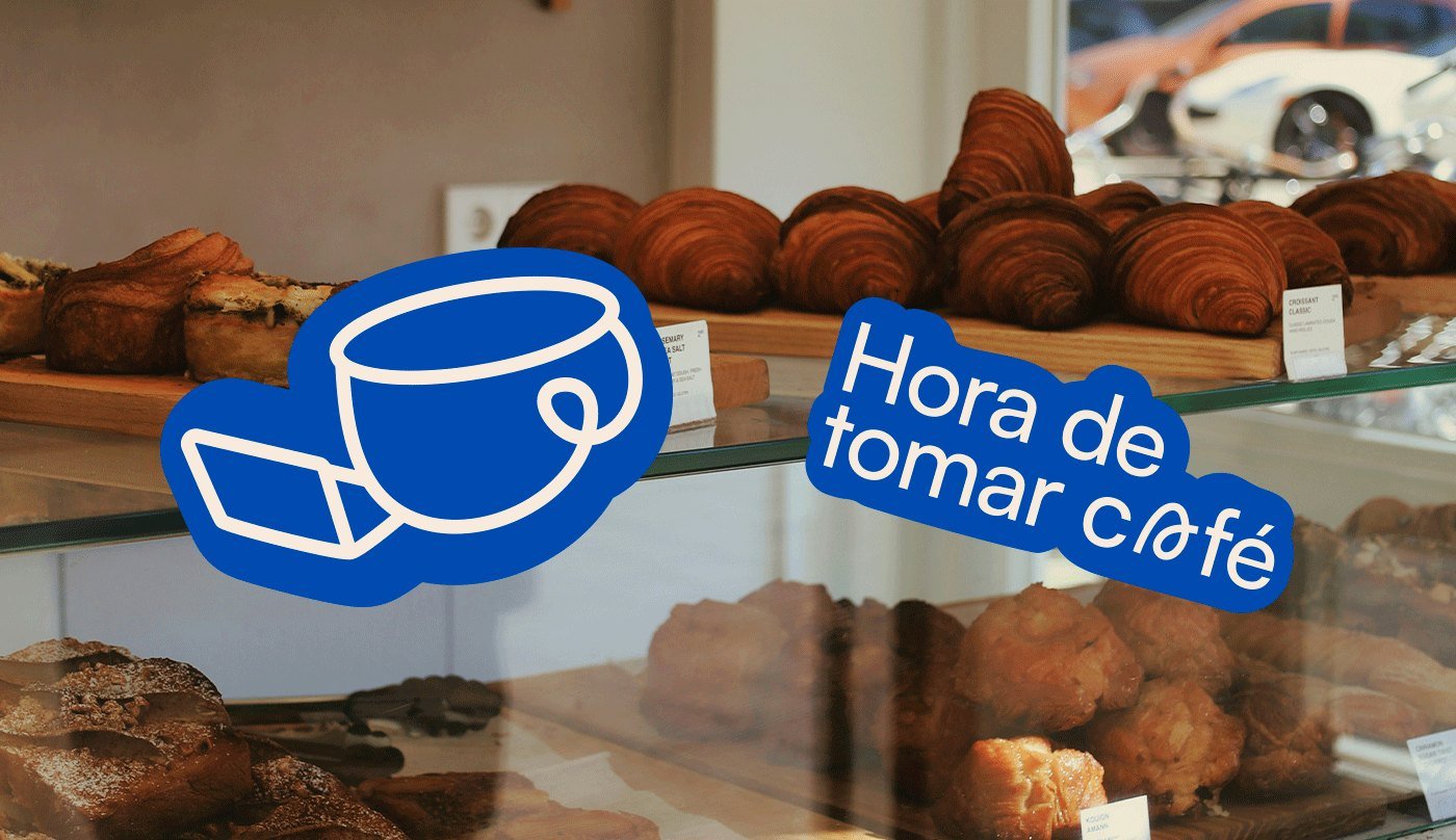 Vinilos de vidriera con la taza y la frase Hora de tomar café