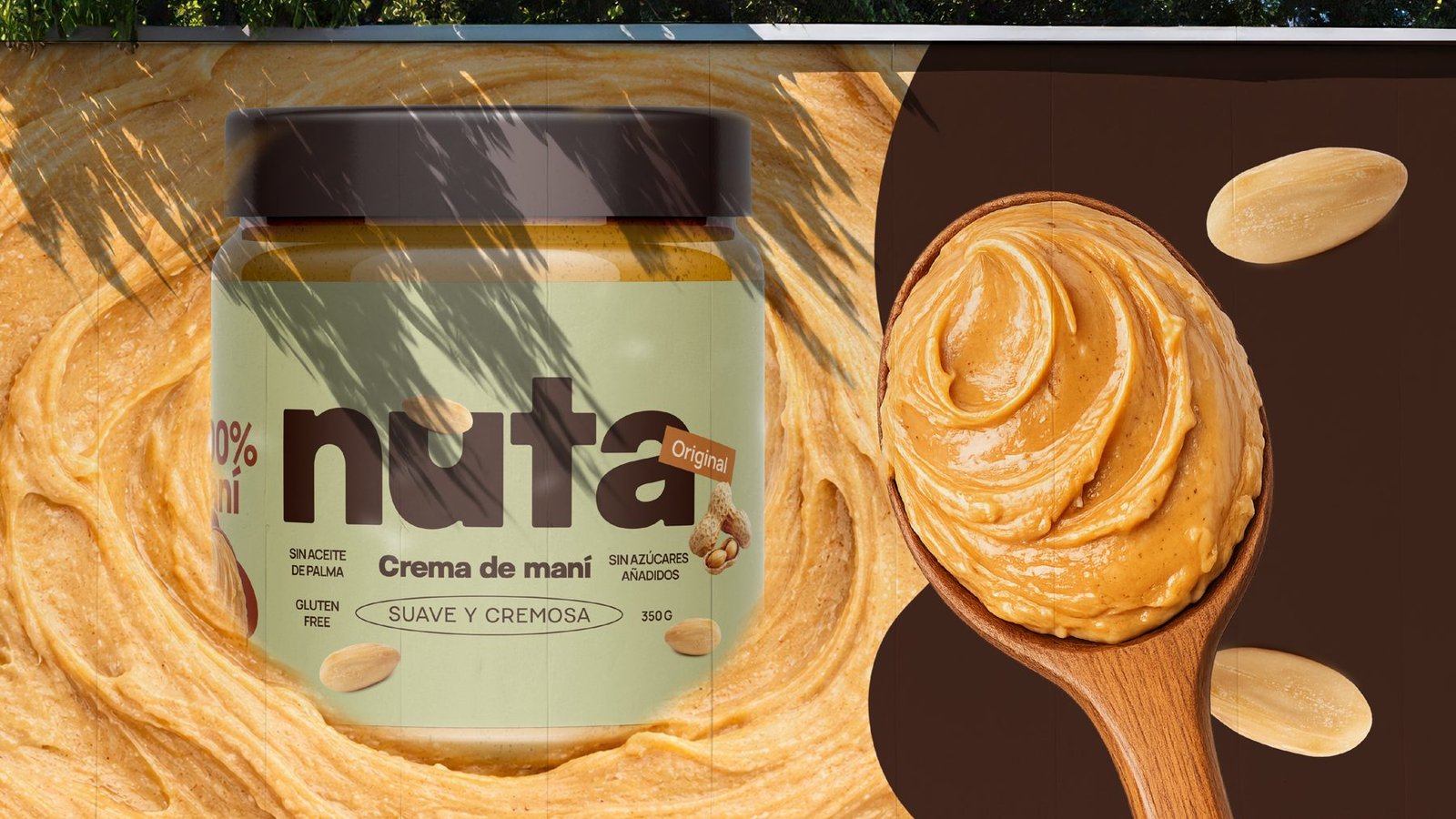 Gráfica de vía pública de Nuta con frasco y cuchara