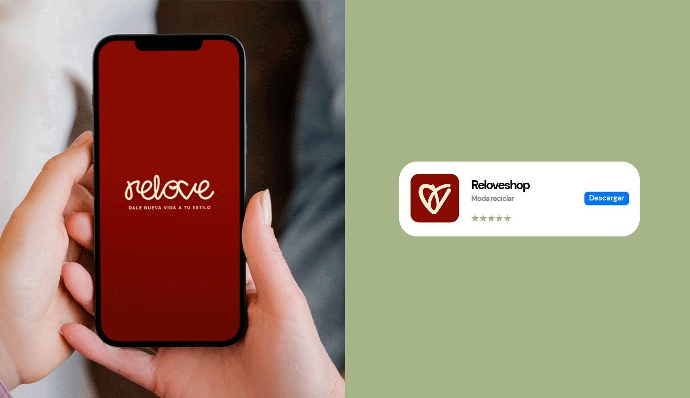 Pantalla de inicio de la app y ficha de Reloveshop