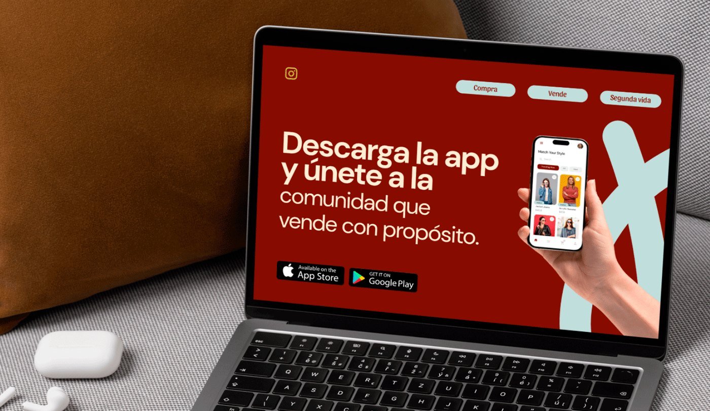 Sitio web de Relove en una laptop